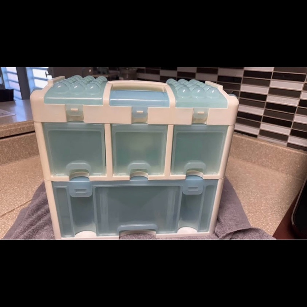 Wilton White and Blue Storage Organizer